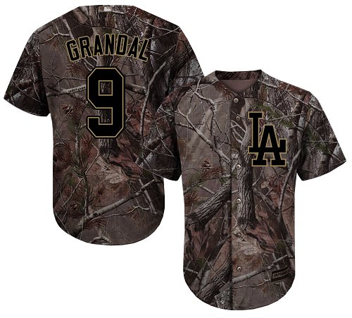 Dodgers #9 Yasmani Grandal Camo Realtree Collection Cool Base Stitched Baseball Jersey