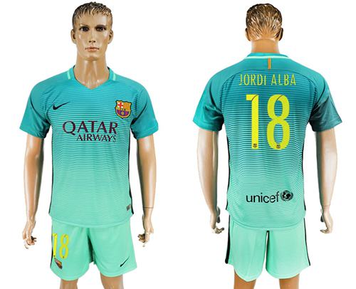 Barcelona #18 Jordi Alba Sec Away Soccer Club Jersey