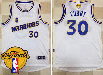Warriors #30 Stephen Curry White New Throwback The Finals Patch Stitched NBA Jersey