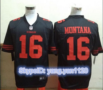 Nike 49ers #16 Joe Montana Black Alternate Men's Stitched NFL Game Jersey