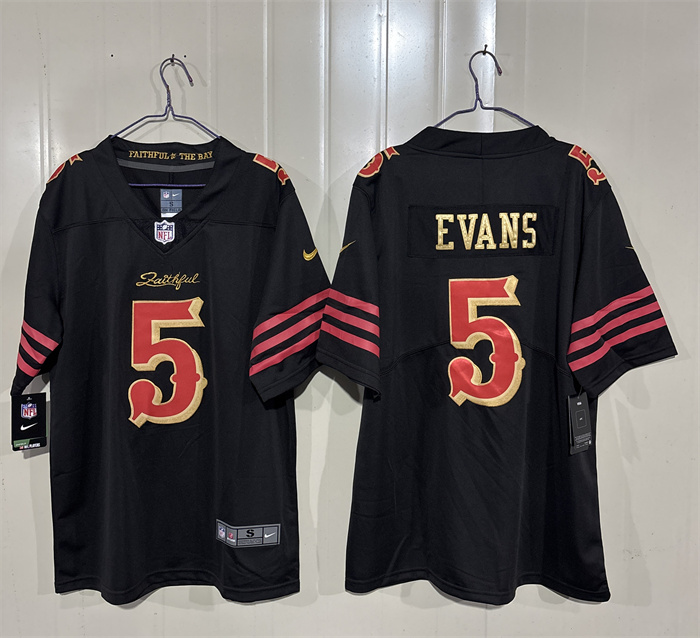 Men's San Francisco 49ers #5 Mike Evans Black 2025 “Rivalries” Vapor Limited Stitched Football Jersey