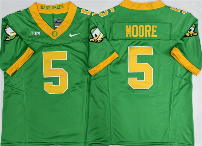 Men's Oregon Ducks #5 Dakorien Moore Green 2026 F.U.S.E. Stitched Jersey