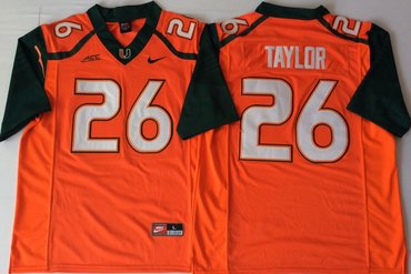 Custom Miami Hurricanes 26 Sean Taylor Orange Nike College Football Jersey