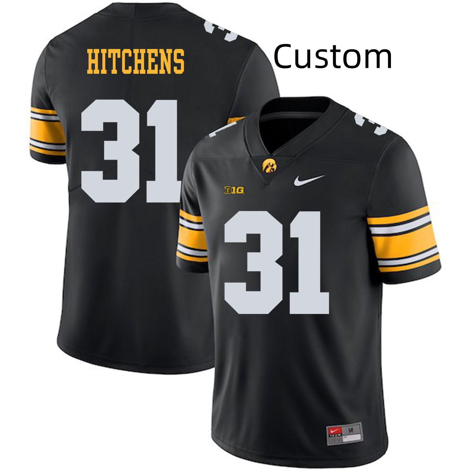 Custom Iowa Hawkeyes 31 Anthony Hitchens Black College Football Jersey