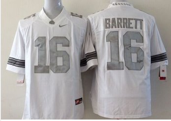 Buckeyes #16 J. T. Barrett White Limited Platinum Stitched NCAA Custom women Jersey