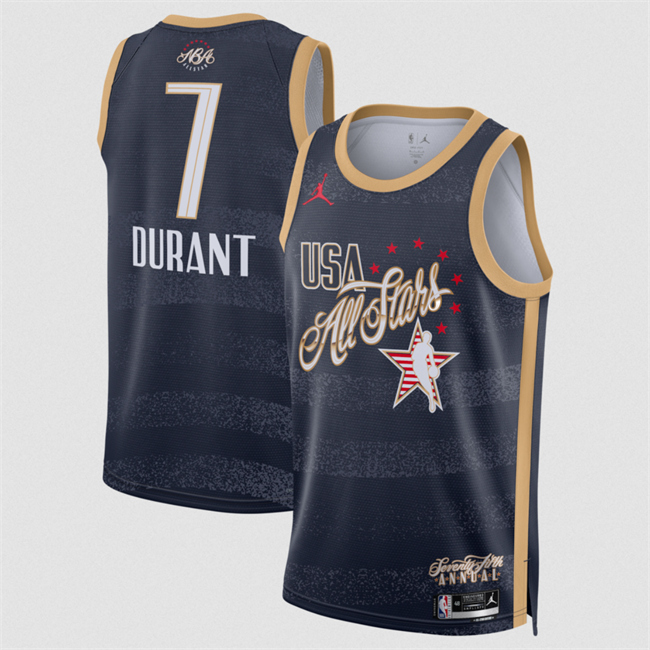 Star #7 Kevin Durant Navy Stitched Basketball Jersey