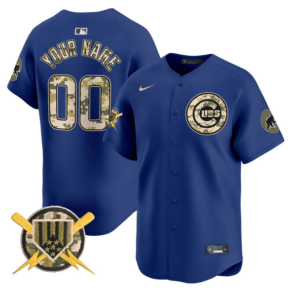Men's Chicago Cubs Active Player Custom Royal Armed Forces Day Vapor Limited Stitche Baseball Jersey