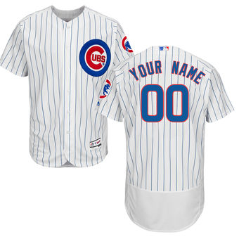 Men's Chicago Cubs Majestic Home White Royal Flex Base Authentic Collection Custom Jersey