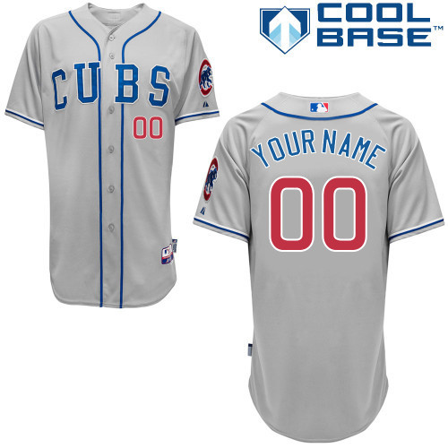 Cubs Grey Customized Men Cool Base Jersey