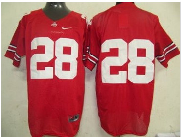 Buckeyes #28 Red Embroidered NCAA Jersey