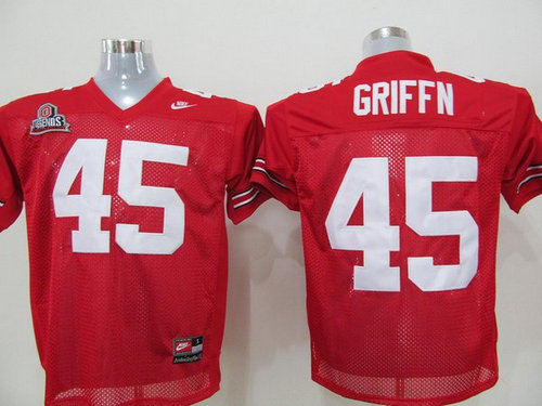 Buckeyes 45 Griffn Red Embroidered NCAA Jersey