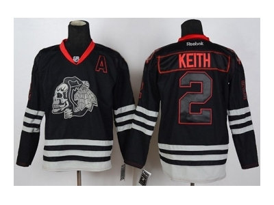 nhl jerseys chicago blackhawks #2 keith black ice(the skeleton head)(patch A)