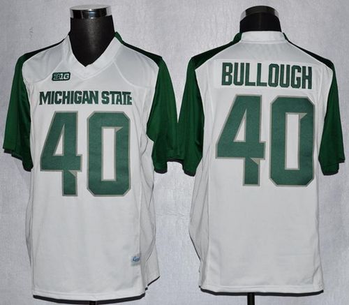 Spartans #40 Max Bullough White Green Stitched NCAA Jersey