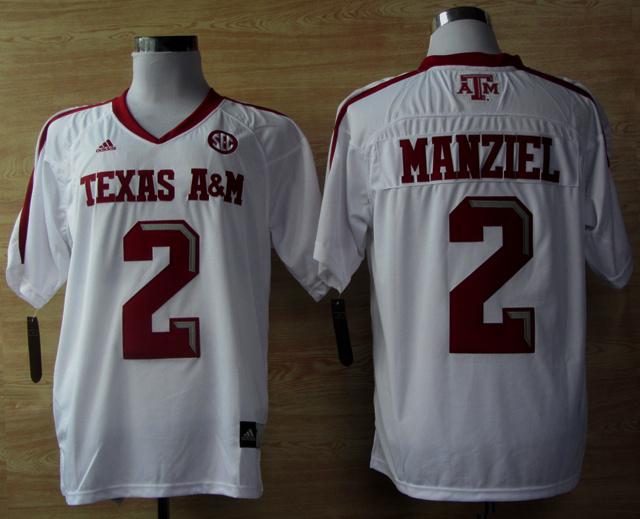 Addidas Texas AM Aggies Johnny Manziel 2 Football Techfit NCAA Jerseys - White