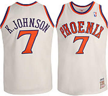 Phoenix Suns 7 Kevin Johnson 1988-89 Authentic Mitchell & Ness white Jersey