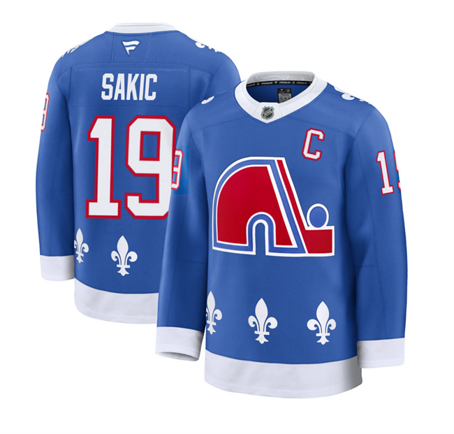 Men's Colorado Avalanche #19 Joe Sakic Blue 2025 With C Patch Alternate Stitched Jersey