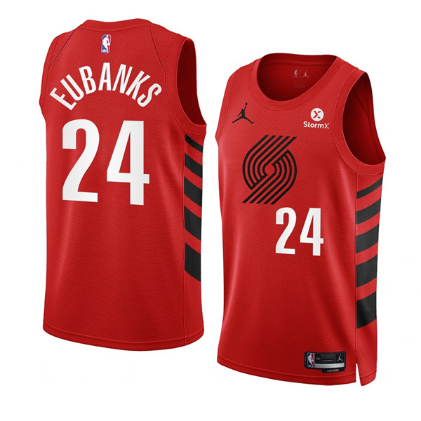 Men's Portland Trail Blazers #24 Drew Eubanks 2022 23 Red Statement Edition Swingman Stitched Basketball Jersey