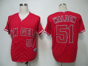 Los Angeles Angels 51 Walden Red Cool Base Jerseys