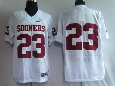 Sooners #28 Adrian Peterson Red Embroidered NCAA Jersey
