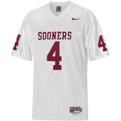 Sooners #4 White Embroidered NCAA Jersey