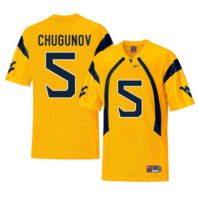 West Virginia Mountaineers 5 Chris Chugunov Gold College Football Jersey