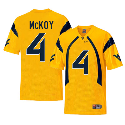 West Virginia Mountaineers 4 Kennedy McKoy Gold College Football Jersey