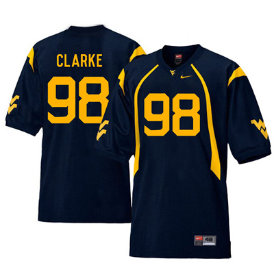 West Virginia Mountaineers 98 Will Clarke Navy College Football Jersey