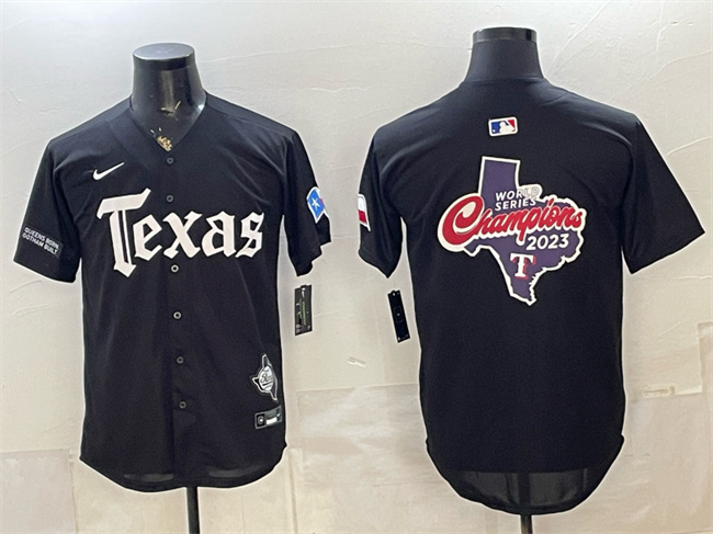 Men's Texas Rangers Team Big Logo Black Gothic Mexico 2025 Vapor Premier Limited Stitched Baseball Jersey