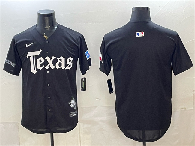 Men's Texas Rangers Blank Black Gothic Mexico 2025 Vapor Premier Limited Stitched Baseball Jersey
