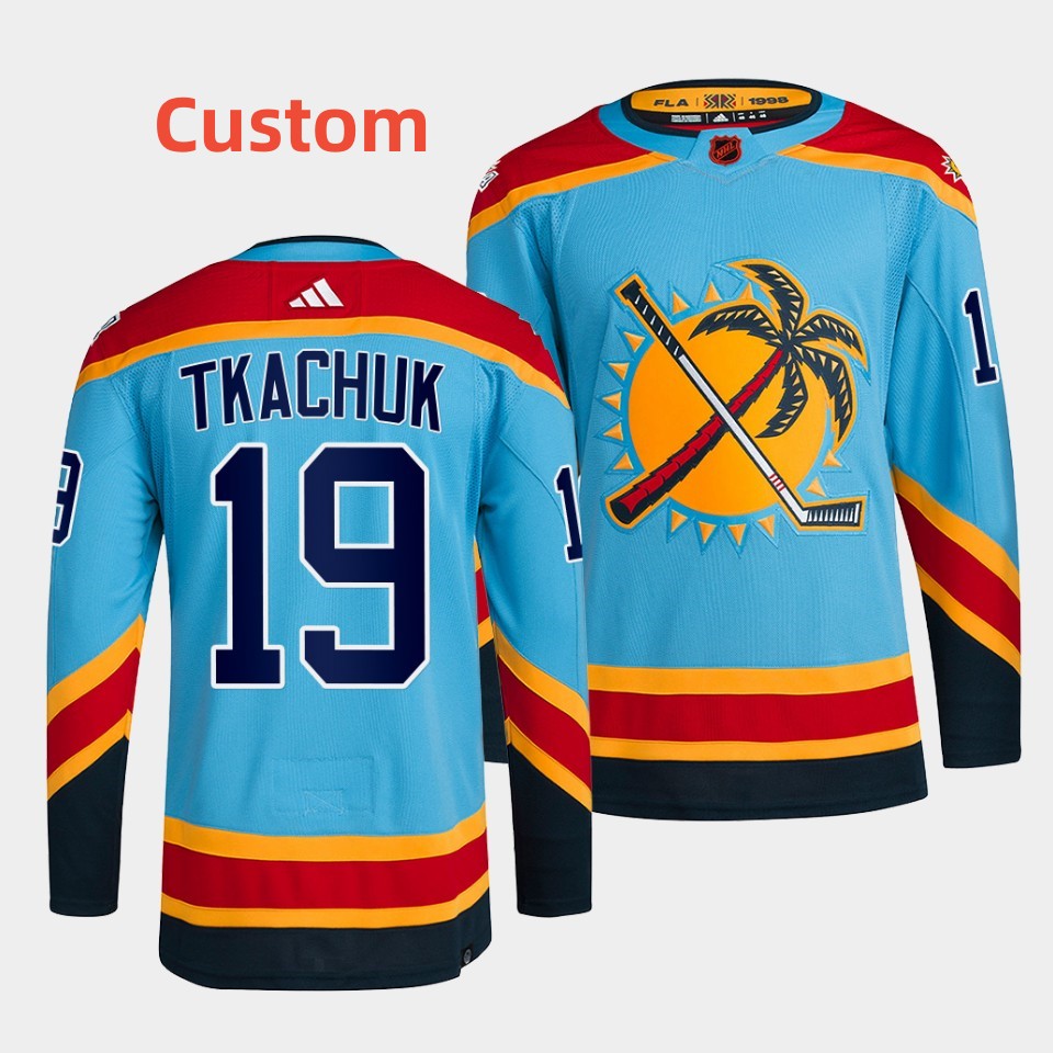 Custom Men's Florida Panthers Blue 2022 Reverse Retro Stitched Jerseys