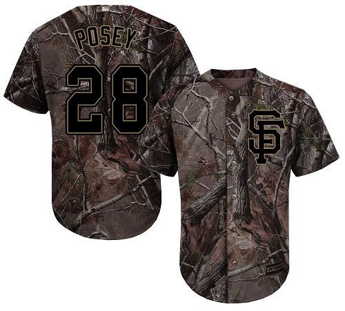 Giants #28 Buster Posey Camo Realtree Collection Cool Base Stitched Baseball Jersey