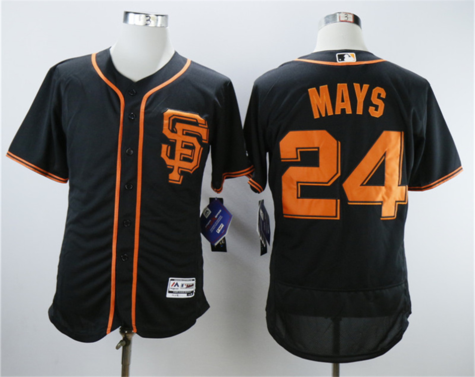 Giants #24 Willie Mays Black Flexbase Jersey