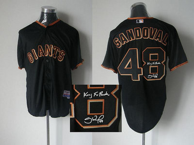 San Francisco Giants 48# Pablo Sandoval Black MLB Jerseys(Signed)