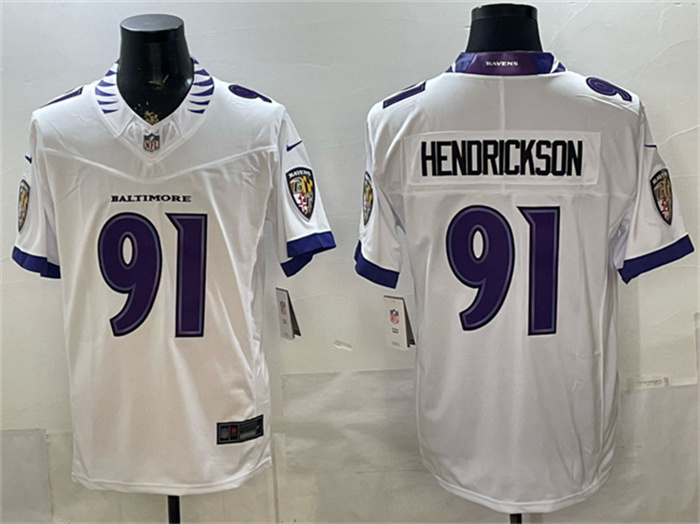 Men's Baltimore Ravens #91 Trey Hendrickson White 2026 F.U.S.E. Vapor Stitched Limited Football Jersey