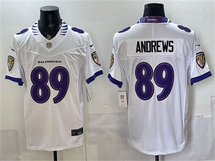 Men's Baltimore Ravens #89 Mark Andrews White 2026 F.U.S.E. Vapor Stitched Limited Football Jersey