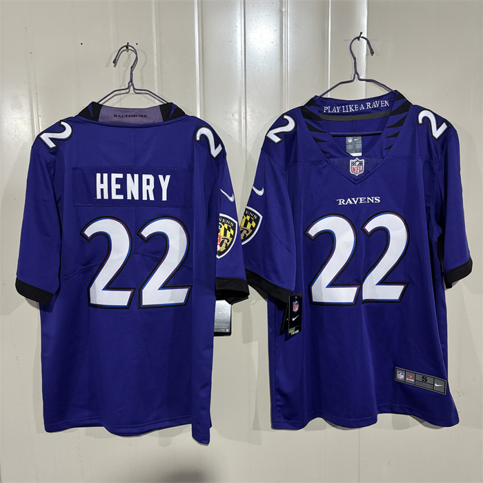 Men's Baltimore Ravens #22 Derrick Henry Purple 2026 Vapor Stitched Limited Football Jersey