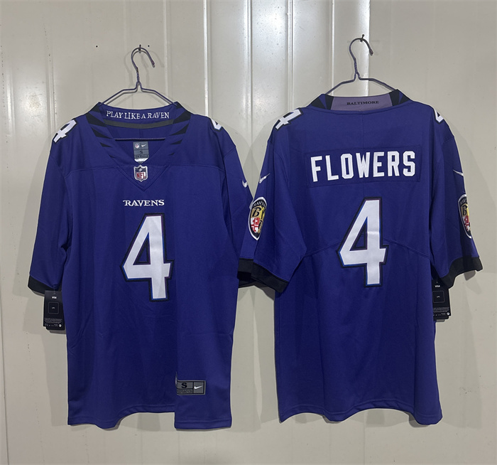 Men's Baltimore Ravens #4 Zay Flowers Purple 2026 Vapor Stitched Limited Football Jersey