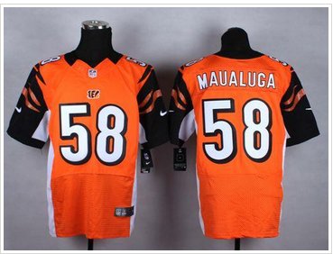 New Cincinnati Bengals #58 Rey Maualuga Orange Alternate NFL Elite Jersey