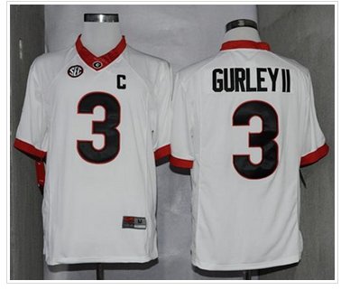 Georgia Bulldogs #3 Todd Gurley II White Limited SEC Patch Stitched NCAA Jersey