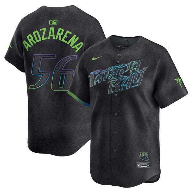 Men's Tampa Bay Rays ACTIVE PLAYER Custom Charcoal 2024 City Connect Limited Stitched Baseball Jersey