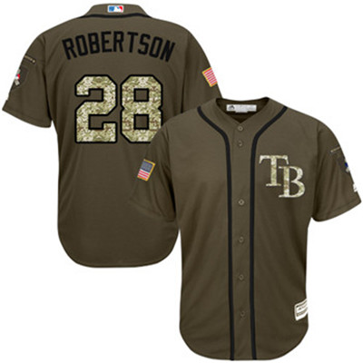 Rays #28 Daniel Robertson Green Salute to Service Stitched Baseball Jersey
