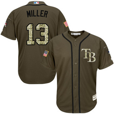 Rays #13 Brad Miller Green Salute to Service Stitched Baseball Jersey
