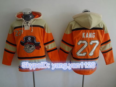 Pirates #27 Jung-ho Kang Orange Sawyer Hooded Sweatshirt MLB Hoodie