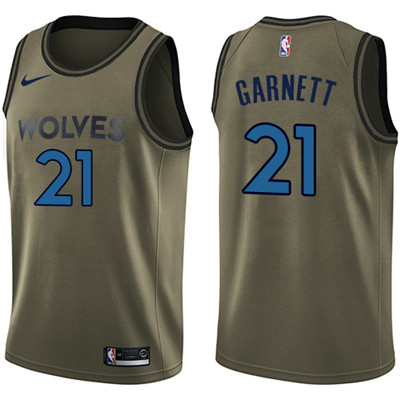 Nike Timberwolves #21 Kevin Garnett Green Salute to Service Youth NBA Swingman Jersey