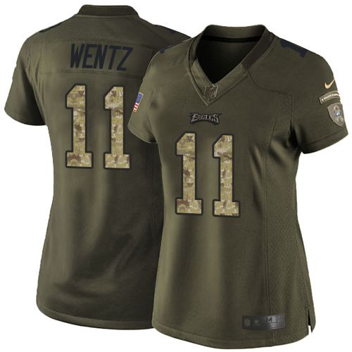Nike Eagles #11 Carson Wentz Green Women's Stitched NFL Limited Salute to Service Jersey