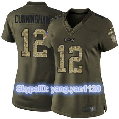 Nike Eagles #12 Randall Cunningham Green Women's Stitched NFL Limited Salute to Service Jersey