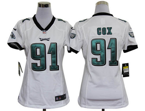 Women Nike Philadelphia Eagles 91 Fletcher Cox White Jerseys