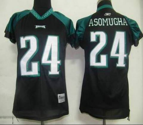 Women Philadelphia Eagles 24 Asomugha Black Field Flirt Fashion Jersey