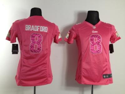 NEW Women Los Angeles Rams #8 Sam Bradford Pink Jerseys