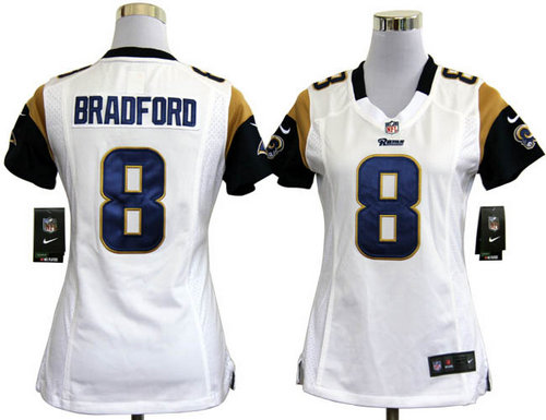 Women Nike Los Angeles Rams 8 Sam Bradford White Jerseys